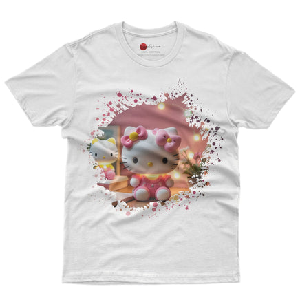 Hello kitty tee shirt - 3D pink cute funny graphic tees - Unisex novelty cotton t shirt - Lusy Store LLC