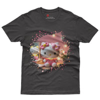 Hello kitty tee shirt - 3D pink cute funny graphic tees - Unisex novelty cotton t shirt - Lusy Store LLC