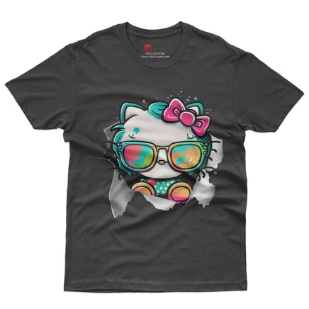 Hello kitty tee shirt - Cute funny graphic tees - Unisex novelty cotton t shirt - Lusy Store LLC