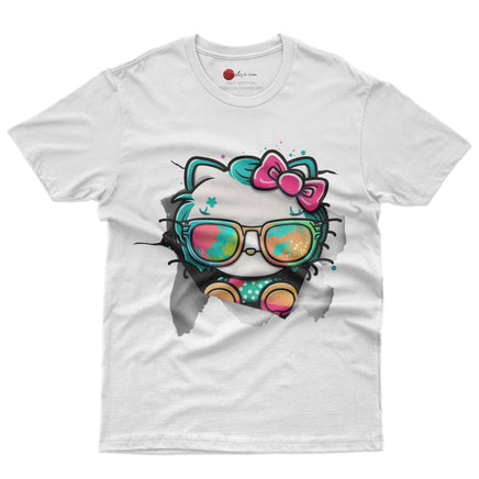 Hello kitty tee shirt - Cute funny graphic tees - Unisex novelty cotton t shirt - Lusy Store LLC