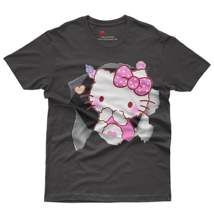 Hello kitty tee shirt - Cute funny graphic tees - Unisex novelty cotton t shirt - Lusy Store LLC