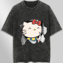 Hello kitty tee shirt - Cute funny graphic tees - Unisex wide sleeve styl - Lusy Store LLC