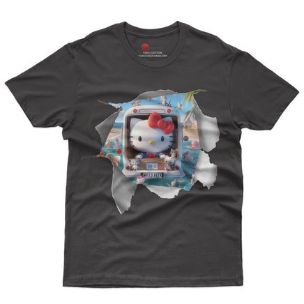 Hello kitty tee shirt - Hello kitty beach funny graphic tees - Unisex novelty cotton t shirt - Lusy Store LLC