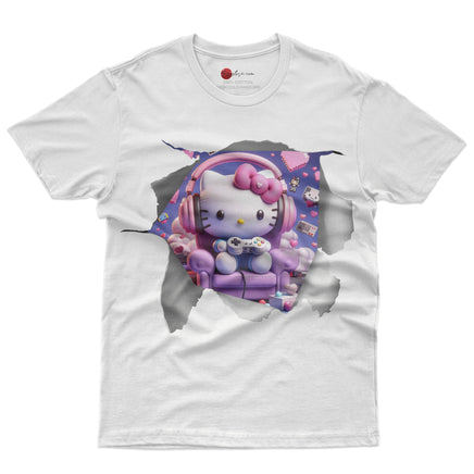 Hello kitty tee shirt - Hello kitty gamer cute funny graphic tees - Unisex novelty cotton t shirt - Lusy Store LLC