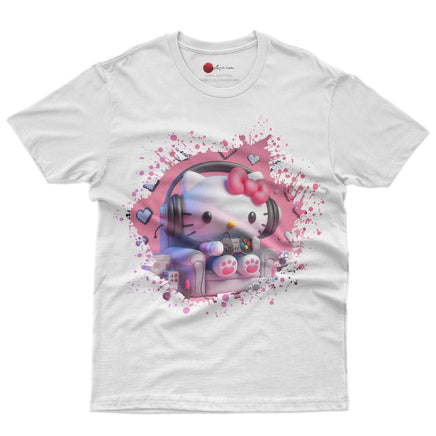 Hello kitty tee shirt - Hello kitty gamer cute funny graphic tees - Unisex novelty cotton t shirt - Lusy Store LLC