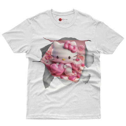 Hello kitty tee shirt - Hello Kitty with a heart funny graphic tees - Unisex novelty cotton t shirt - Lusy Store LLC