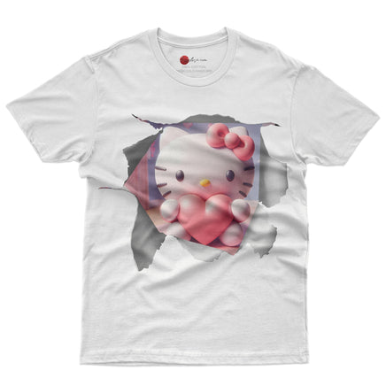 Hello kitty tee shirt - Hello Kitty with heart funny graphic tees - Unisex novelty cotton t shirt - Lusy Store LLC