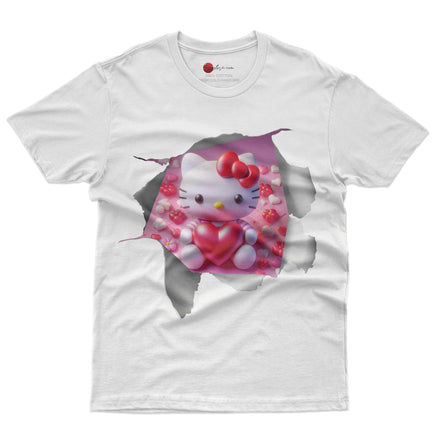 Hello kitty tee shirt - Hello Kitty with heart funny graphic tees - Unisex novelty cotton t shirt - Lusy Store LLC