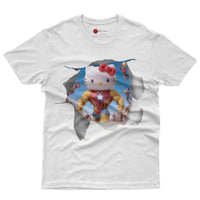 Hello kitty tee shirt - Ironman kitty cute funny graphic tees - Unisex novelty cotton t shirt - Lusy Store LLC