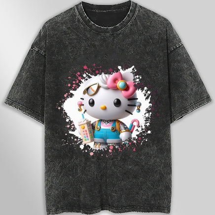 Hello kitty tee shirt - Luxury cute graphic tees - Unisex wide sleeve style - Lusy Store LLC