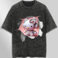 Hello kitty tee shirt - Luxury kitty funny graphic tees - Unisex wide sleeve style - Lusy Store LLC