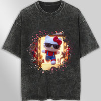 Hello kitty tee shirt - Spiderman Kitty cute graphic tees - Unisex wide sleeve style - Lusy Store LLC