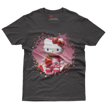 Hello kitty tee shirt - Strawberry Hello Kitty cute funny graphic tees - Unisex novelty cotton t shirt - Lusy Store LLC