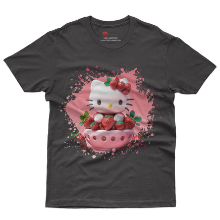 Hello kitty tee shirt - Strawberry Hello Kitty cute funny graphic tees - Unisex novelty cotton t shirt - Lusy Store LLC