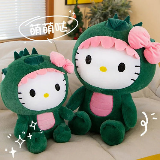 Kawaii Hello Kitty Dinosaur Plush Toy Cartoon Decoration Sleeping Throw Pillow Gift - Lusy Store LLC