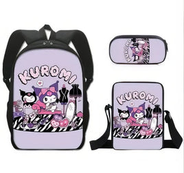 Kuromi Backpack Melody Casual Schoolbag Shoulder Bag Pencil Case - Lusy Store LLC