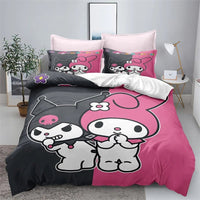 Kuromi Bedding Set 3D Soft Polyester Duvet Cover and Pillowcase Teen Kids Room Decor - Lusy Store LLC