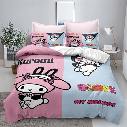 Kuromi Bedding Set 3D Soft Polyester Duvet Cover and Pillowcase Teen Kids Room Decor - Lusy Store LLC