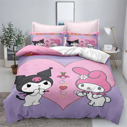 Kuromi Bedding Set 3D Soft Polyester Duvet Cover and Pillowcase Teen Kids Room Decor - Lusy Store LLC