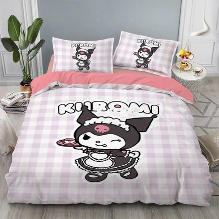 Kuromi Bedding Set Kids Cartoon Cute Duvet Cover Bed Set Gift Decoration - Lusy Store LLC