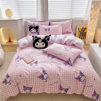 Kuromi Duvet Cover Pillowcase Bedding Set Kawaii My Melody Cinnamoroll Cute Beauty Cartoon Room Decor - Lusy Store LLC