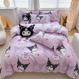 Kuromi Duvet Cover Pillowcase Bedding Set Kawaii My Melody Cinnamoroll Cute Beauty Cartoon Room Decor - Lusy Store LLC