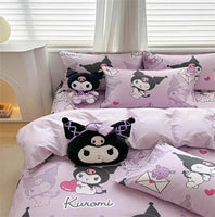 Kuromi Duvet Cover Pillowcase Bedding Set Kawaii My Melody Cinnamoroll Cute Beauty Cartoon Room Decor - Lusy Store LLC