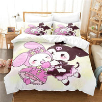 Kuromi Hello Kitty Duvet Cover Bedding Set Single Double Size Various Designs Gift Boys Girls Room Decor - Lusy Store LLC