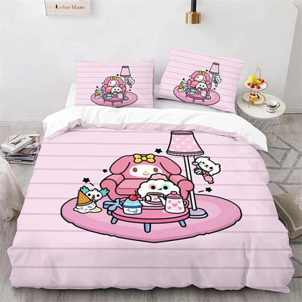 Kuromi Hello Kitty Duvet Cover Bedding Set Single Double Size Various Designs Gift Boys Girls Room Decor - Lusy Store LLC