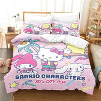 Kuromi Hello Kitty Duvet Cover Bedding Set Single Double Size Various Designs Gift Boys Girls Room Decor - Lusy Store LLC