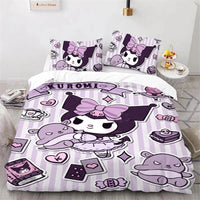 Kuromi Hello Kitty Duvet Cover Bedding Set Single Double Size Various Designs Gift Boys Girls Room Decor - Lusy Store LLC