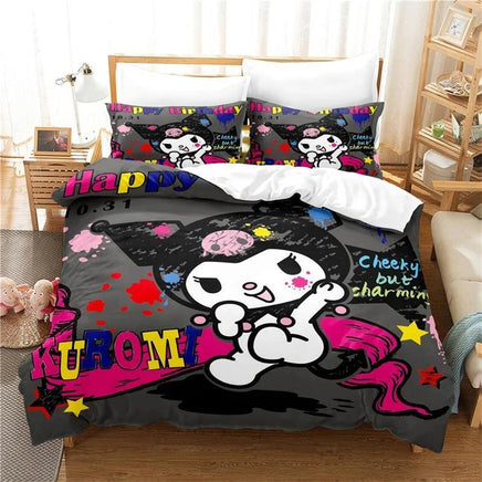 Kuromi Hello Kitty Duvet Cover Bedding Set Single Double Size Various Designs Gift Boys Girls Room Decor - Lusy Store LLC