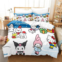 Kuromi Hello Kitty Duvet Cover Bedding Set Single Double Size Various Designs Gift Boys Girls Room Decor - Lusy Store LLC