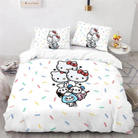 Kuromi Hello Kitty Duvet Cover Bedding Set Single Double Size Various Designs Gift Boys Girls Room Decor - Lusy Store LLC