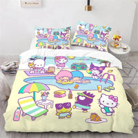 Kuromi Hello Kitty Duvet Cover Bedding Set Single Double Size Various Designs Gift Boys Girls Room Decor - Lusy Store LLC