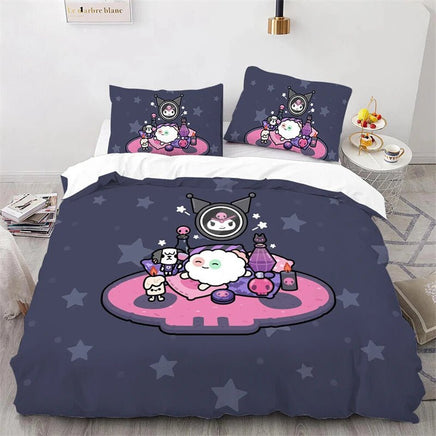 Kuromi Hello Kitty Duvet Cover Bedding Set Single Double Size Various Designs Gift Boys Girls Room Decor - Lusy Store LLC