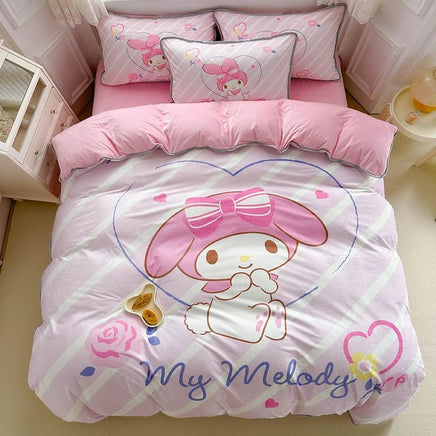 Kuromi My Melody Duvet Cover Girl Children Cartoon Cute Bedding Set for Bedroom Decoration - Lusy Store LLC