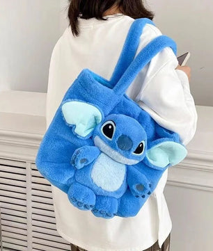Large Capacity Stitch Cartoon Plush Toy Strawberry Bear Bag for Student Storage - Lusy Store LLC