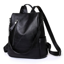 Leather Backpack High Quality Womens Soft Leather Simple Fashion Antitheft Shoulder Bags - Lusy Store LLC