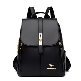 Leather Backpack Luxury Backpacks for Girls Casual Daypack Black Vintage Style - Lusy Store LLC