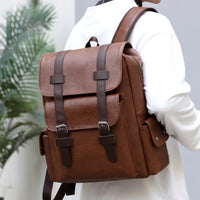 Leather Backpack Male Large Laptop PU Leather For Teenagers Boys - Lusy Store LLC