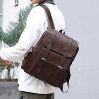 Leather Backpack Male Large Laptop PU Leather For Teenagers Boys - Lusy Store LLC