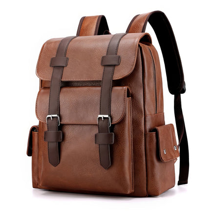 Leather Backpack Male Large Laptop PU Leather For Teenagers Boys - Lusy Store LLC