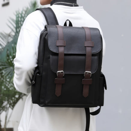 Leather Backpack Male Large Laptop PU Leather For Teenagers Boys - Lusy Store LLC