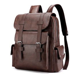 Leather Backpack Male Large Laptop PU Leather For Teenagers Boys - Lusy Store LLC