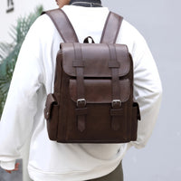 Leather Backpack Male Large Laptop PU Leather For Teenagers Boys - Lusy Store LLC