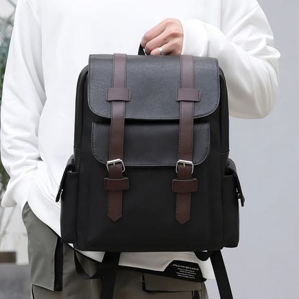 Leather Backpack Male Large Laptop PU Leather For Teenagers Boys - Lusy Store LLC