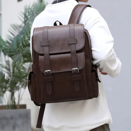 Leather Backpack Male Large Laptop PU Leather For Teenagers Boys - Lusy Store LLC