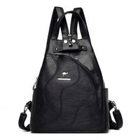 Leather Backpack Zipper Female Teenage Girls Chest Bag Travel BackPack - Lusy Store LLC