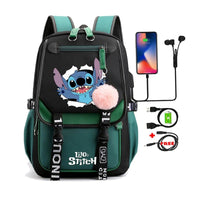 Lilo & Stitch Canvas Backpack for Girls - Anime School Bag with Laptop Compartment - Lusy Store LLC